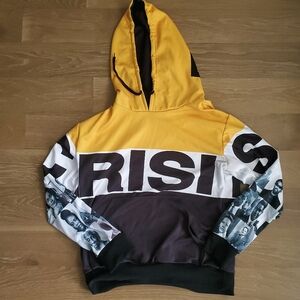 CRISIS Hoodie Stephanie Mills Black Yellow Size XL Love and Peace R&B Sweatshirt